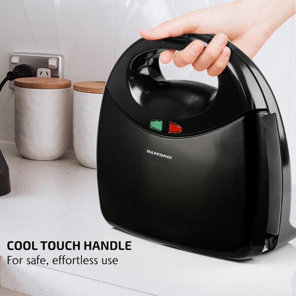 OVENTE - Sandwichera eléctrica con placas antiadherentes, luces indicadoras, asa de tacto frío, fácil de limpiar y guardar, cocina desayuno, queso a la parrilla, tostados y aperitivos, negro GPS401B - Image 21