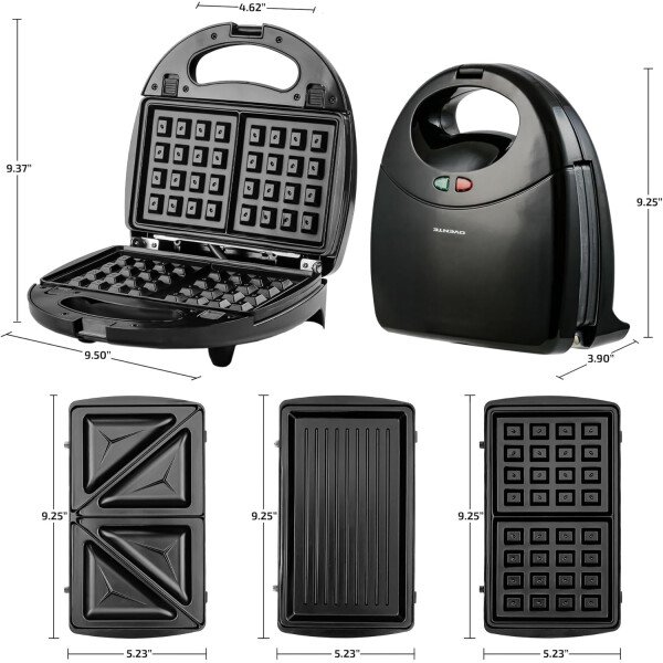 OVENTE - Sandwichera eléctrica con placas antiadherentes, luces indicadoras, asa de tacto frío, fácil de limpiar y guardar, cocina desayuno, queso a la parrilla, tostados y aperitivos, negro GPS401B - Image 22