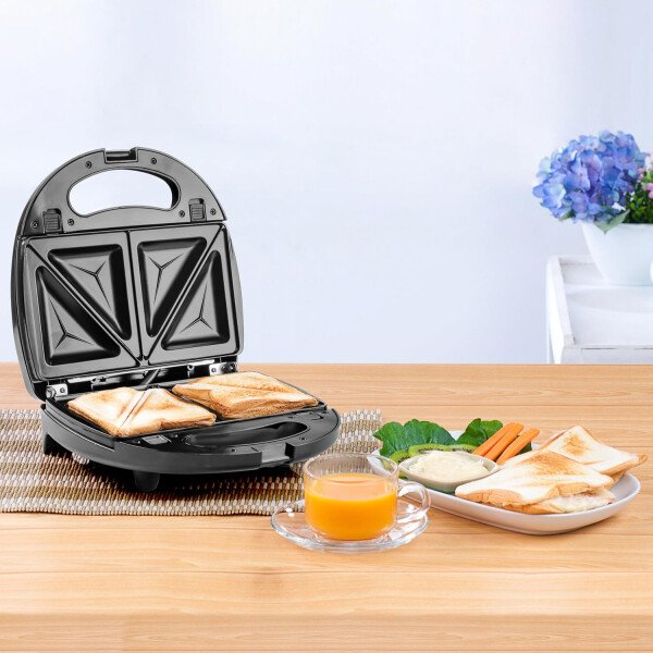 OVENTE - Sandwichera eléctrica con placas antiadherentes, luces indicadoras, asa de tacto frío, fácil de limpiar y guardar, cocina desayuno, queso a la parrilla, tostados y aperitivos, negro GPS401B - Image 23