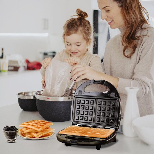 OVENTE - Sandwichera eléctrica con placas antiadherentes, luces indicadoras, asa de tacto frío, fácil de limpiar y guardar, cocina desayuno, queso a la parrilla, tostados y aperitivos, negro GPS401B - Image 24