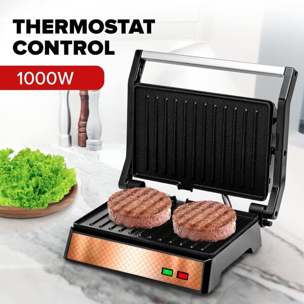 OVENTE - Sandwichera eléctrica con placas antiadherentes, luces indicadoras, asa de tacto frío, fácil de limpiar y guardar, cocina desayuno, queso a la parrilla, tostados y aperitivos, negro GPS401B - Image 26