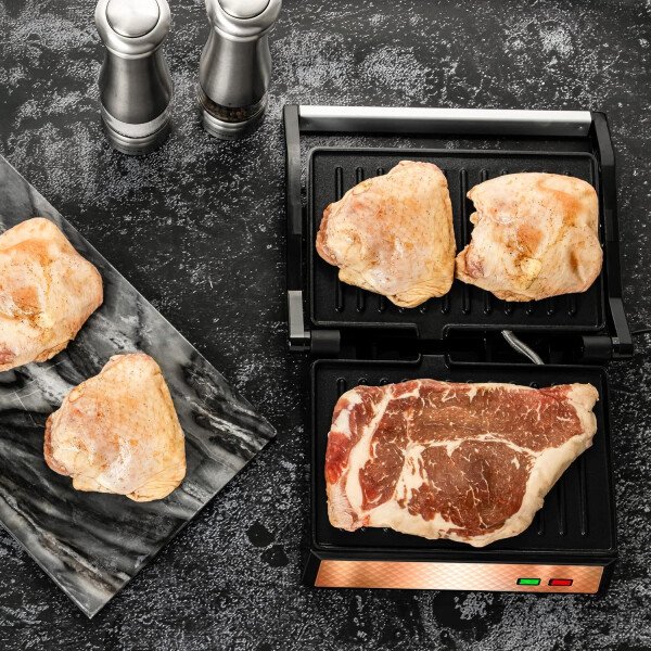 OVENTE - Sandwichera eléctrica con placas antiadherentes, luces indicadoras, asa de tacto frío, fácil de limpiar y guardar, cocina desayuno, queso a la parrilla, tostados y aperitivos, negro GPS401B - Image 29