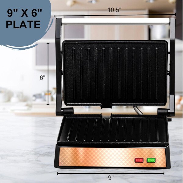 OVENTE - Sandwichera eléctrica con placas antiadherentes, luces indicadoras, asa de tacto frío, fácil de limpiar y guardar, cocina desayuno, queso a la parrilla, tostados y aperitivos, negro GPS401B - Image 30