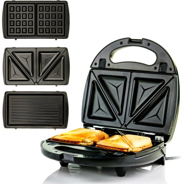 OVENTE - Sandwichera eléctrica con placas antiadherentes, luces indicadoras, asa de tacto frío, fácil de limpiar y guardar, cocina desayuno, queso a la parrilla, tostados y aperitivos, negro GPS401B - Image 32