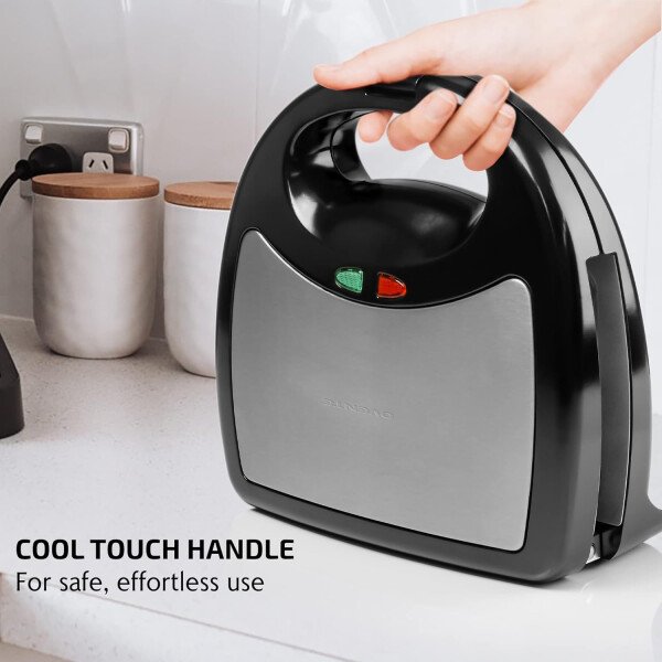 OVENTE - Sandwichera eléctrica con placas antiadherentes, luces indicadoras, asa de tacto frío, fácil de limpiar y guardar, cocina desayuno, queso a la parrilla, tostados y aperitivos, negro GPS401B - Image 35