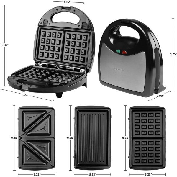 OVENTE - Sandwichera eléctrica con placas antiadherentes, luces indicadoras, asa de tacto frío, fácil de limpiar y guardar, cocina desayuno, queso a la parrilla, tostados y aperitivos, negro GPS401B - Image 36