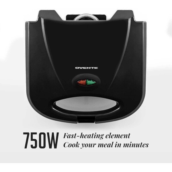 OVENTE - Sandwichera eléctrica con placas antiadherentes, luces indicadoras, asa de tacto frío, fácil de limpiar y guardar, cocina desayuno, queso a la parrilla, tostados y aperitivos, negro GPS401B - Image 42