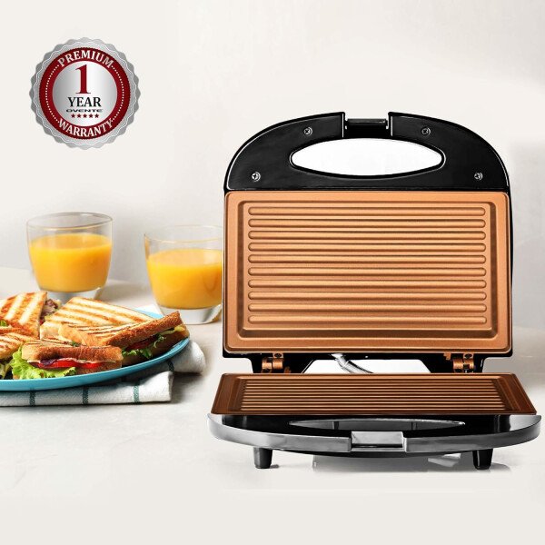 OVENTE - Sandwichera eléctrica con placas antiadherentes, luces indicadoras, asa de tacto frío, fácil de limpiar y guardar, cocina desayuno, queso a la parrilla, tostados y aperitivos, negro GPS401B - Image 45