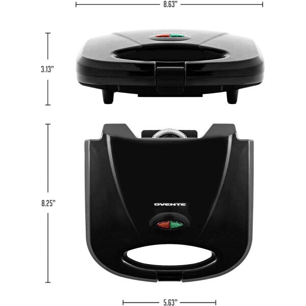 OVENTE - Sandwichera eléctrica con placas antiadherentes, luces indicadoras, asa de tacto frío, fácil de limpiar y guardar, cocina desayuno, queso a la parrilla, tostados y aperitivos, negro GPS401B - Image 48