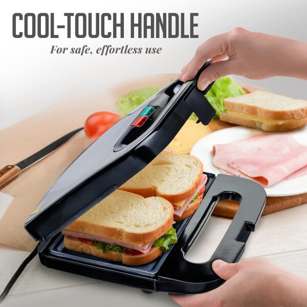 OVENTE - Sandwichera eléctrica con placas antiadherentes, luces indicadoras, asa de tacto frío, fácil de limpiar y guardar, cocina desayuno, queso a la parrilla, tostados y aperitivos, negro GPS401B - Image 53