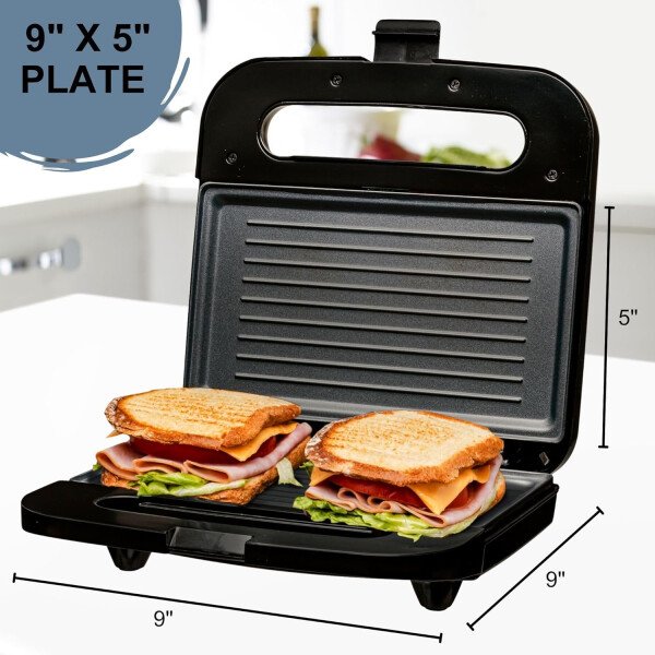 OVENTE - Sandwichera eléctrica con placas antiadherentes, luces indicadoras, asa de tacto frío, fácil de limpiar y guardar, cocina desayuno, queso a la parrilla, tostados y aperitivos, negro GPS401B - Image 54