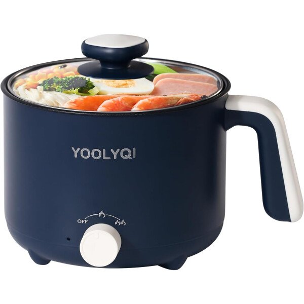 Olla eléctrica de ramen de 1.5 L, regulación de potencia doble, adecuada para ramen, fideos, sopa, olla antiadherente de avena, dormitorio, oficina imprescindible en la oficina (caqui, 1.5 - Image 7