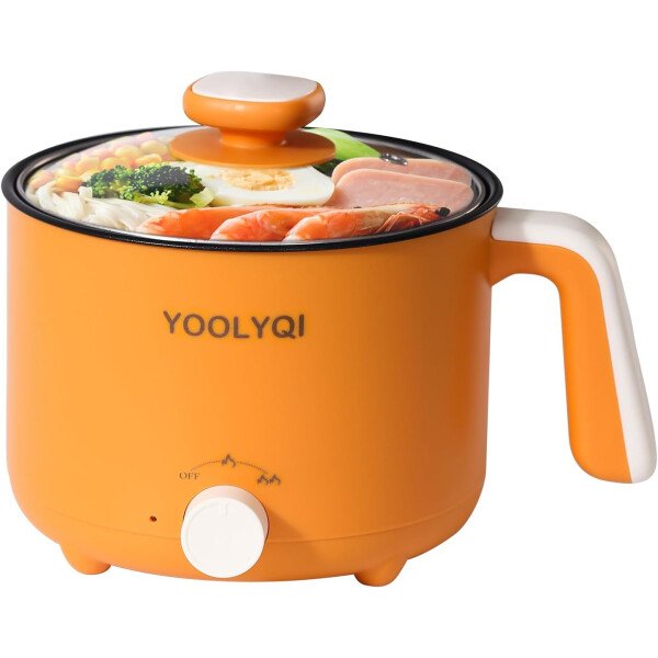 Olla eléctrica de ramen de 1.5 L, regulación de potencia doble, adecuada para ramen, fideos, sopa, olla antiadherente de avena, dormitorio, oficina imprescindible en la oficina (caqui, 1.5 - Image 13