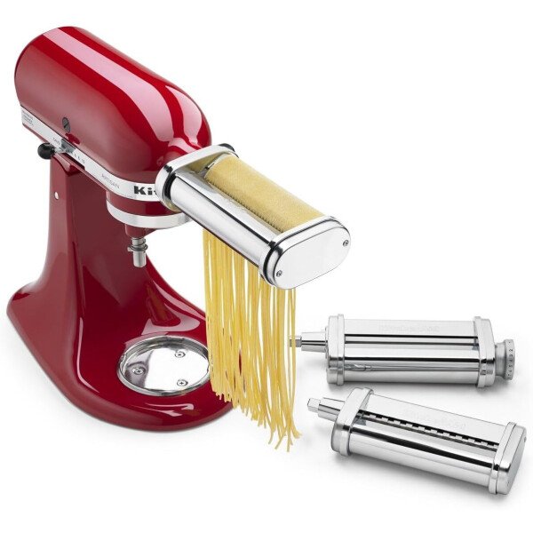 KitchenAid - Rodillo y cortador de pasta KSMPRA, 3 piezas, acero inoxidable