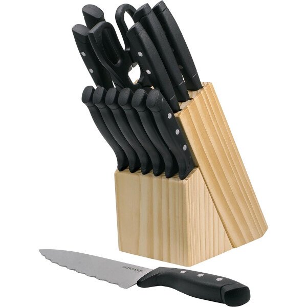 Farberware Juego de 22 piezas de bloques de cuchillos y herramientas de cocina de acero inoxidable de alto carbono, color negro, duradero ANDPrecision - Image 11