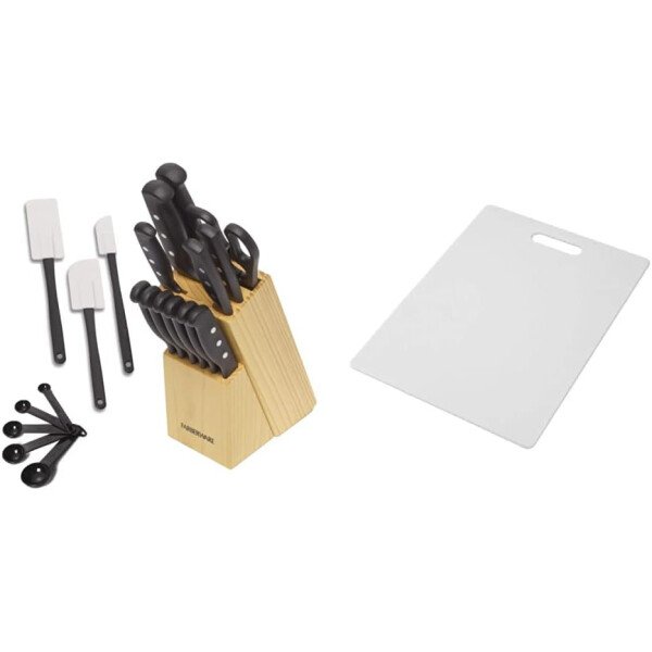 Farberware Juego de 22 piezas de bloques de cuchillos y herramientas de cocina de acero inoxidable de alto carbono, color negro, duradero ANDPrecision - Image 15