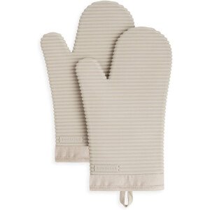 KitchenAid - Juego de guantes de horno de silicona suave acanalada, 7 x 13 pulgadas, color malteada, 2 unidades