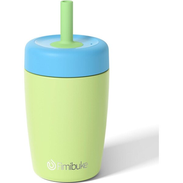Fimibuke Vasos para niños y niños pequeños, a prueba de derrames, 12 onzas, con aislamiento, para niños y niñas, sin BPA, botella de agua para niños pequeños con tapas giratorias y popote de silicona - Imagen 11