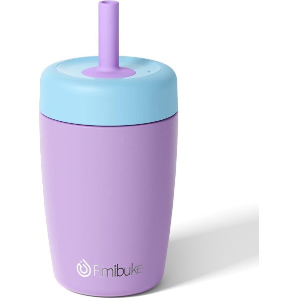 Fimibuke Vasos para niños y niños pequeños, a prueba de derrames, 12 onzas, con aislamiento, para niños y niñas, sin BPA, botella de agua para niños pequeños con tapas giratorias y popote de silicona - Imagen 13