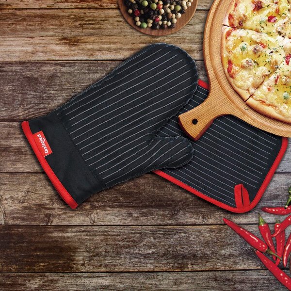 Juego de guantes de horno y soportes para ollas, guantes de cocina resistentes al calor y soportes para ollas, juego de guantes de horno de silicona para cocina, algodón puro y forro de - Image 2