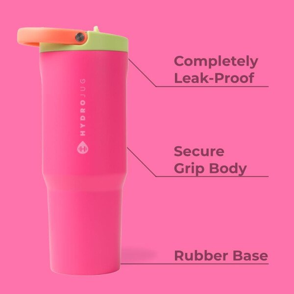 HydroJug Sport Botella de acero inoxidable con popote, aislada al vacío, de 32 onzas, a prueba de fugas, diseño ergonómico, reutilizable, apta para lavavajillas, base de goma, duradera, pantera negra - Image 14