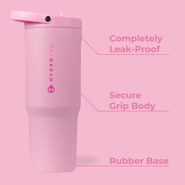 HydroJug Sport Botella de acero inoxidable con popote, aislada al vacío, de 32 onzas, a prueba de fugas, diseño ergonómico, reutilizable, apta para lavavajillas, base de goma, duradera, pantera negra - Image 73
