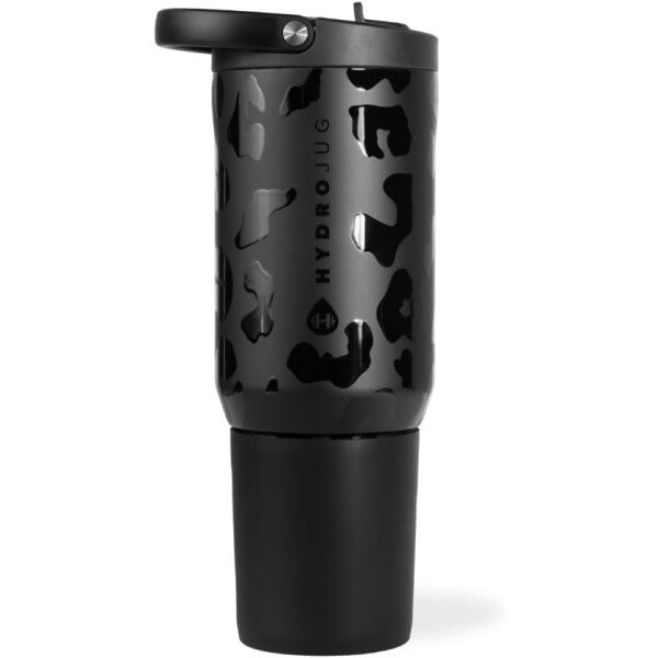 HydroJug Sport Botella de acero inoxidable con popote, aislada al vacío, de 32 onzas, a prueba de fugas, diseño ergonómico, reutilizable, apta para lavavajillas, base de goma, duradera, pantera negra - Image 94