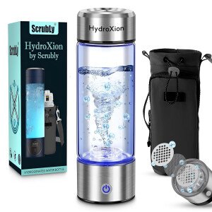 HydroXion Botella de agua de hidrógeno - Máquina ionizadora recargable con tecnología SPE/PEM 1600ppb - Generador de botellas de agua de hidrógeno - Botella de viaje hidrogenada portátil