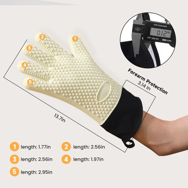 Guantes de asado de GEEKHOM, resistentes al calor, guantes de silicona para horno, largos impermeables, antideslizantes, para barbacoa, cocinar, hornear, color negro, Negro - Imagen 106