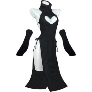 KORURACLUB Love Cheongsam disfraz blanco/negro suéter premium cosplay lencería Love Cheongsam súcubo lencería