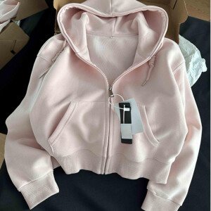 Chaqueta con capucha informal corta y e para principios de otoño, Top ajustado de manga larga, cárdigan abierto de tal...