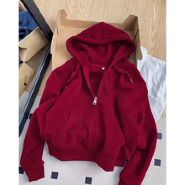 Chaqueta con capucha informal corta y e para principios de otoño, Top ajustado de manga larga, cárdigan abierto de tal... - Image 5