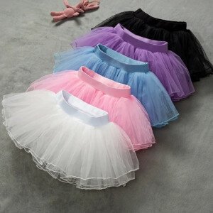Falda de ballet con 5 colores Falda transparente de hilo suave esponjosa de 4 capas para niños Falda de ballet elástica Moda y linda