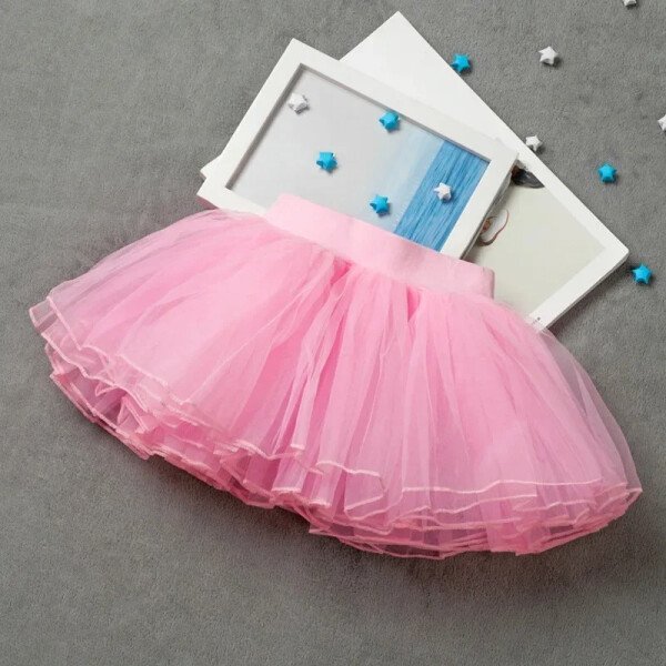Falda de ballet con 5 colores Falda transparente de hilo suave esponjosa de 4 capas para niños Falda de ballet elástica Moda y linda - Image 2