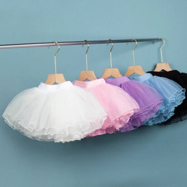 Falda de ballet con 5 colores Falda transparente de hilo suave esponjosa de 4 capas para niños Falda de ballet elástica Moda y linda - Image 5