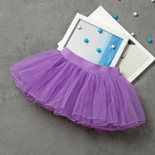Falda de ballet con 5 colores Falda transparente de hilo suave esponjosa de 4 capas para niños Falda de ballet elástica Moda y linda - Image 7