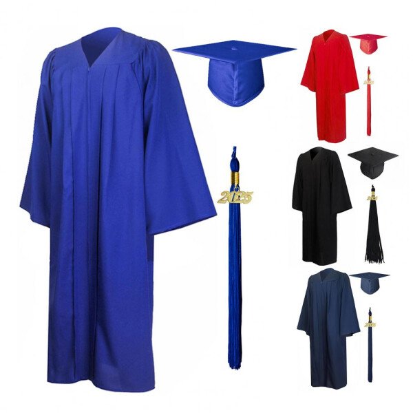 Traje de graduación, bata de graduación para estudiantes de artes con cuello en V, sombrero, uniforme de soltero para médico, fiesta de graduación, largo hasta la rodilla - Image 2