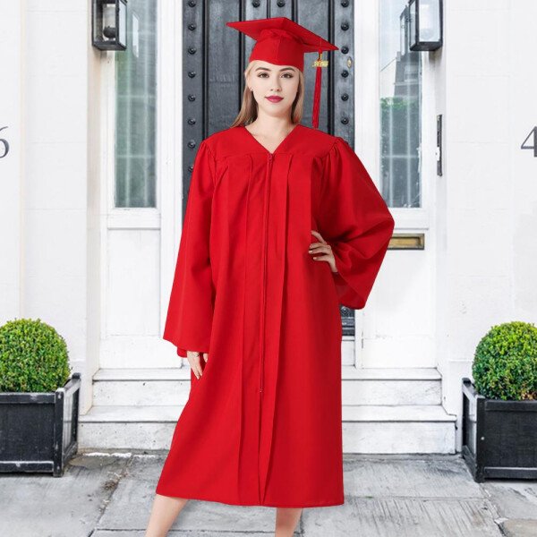 Traje de graduación, bata de graduación para estudiantes de artes con cuello en V, sombrero, uniforme de soltero para médico, fiesta de graduación, largo hasta la rodilla - Image 3