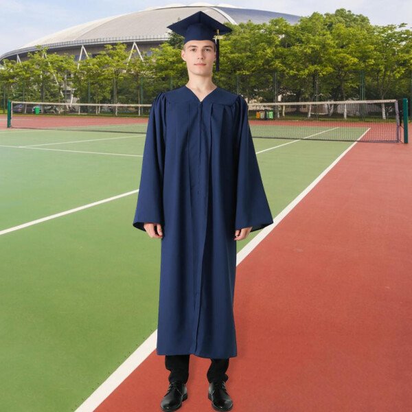 Traje de graduación, bata de graduación para estudiantes de artes con cuello en V, sombrero, uniforme de soltero para médico, fiesta de graduación, largo hasta la rodilla - Image 4