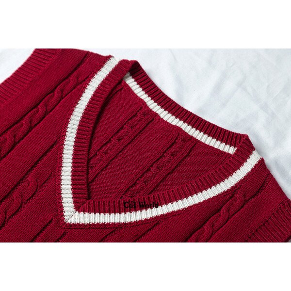 S-XXL de punto a rayas sin mangas para hombre y mujer, jerseys con cuello en V para uniforme escolar JK, ropa para estudiantes, primavera y otoño - Imagen 4