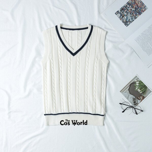 S-XXL de punto a rayas sin mangas para hombre y mujer, jerseys con cuello en V para uniforme escolar JK, ropa para estudiantes, primavera y otoño - Imagen 8
