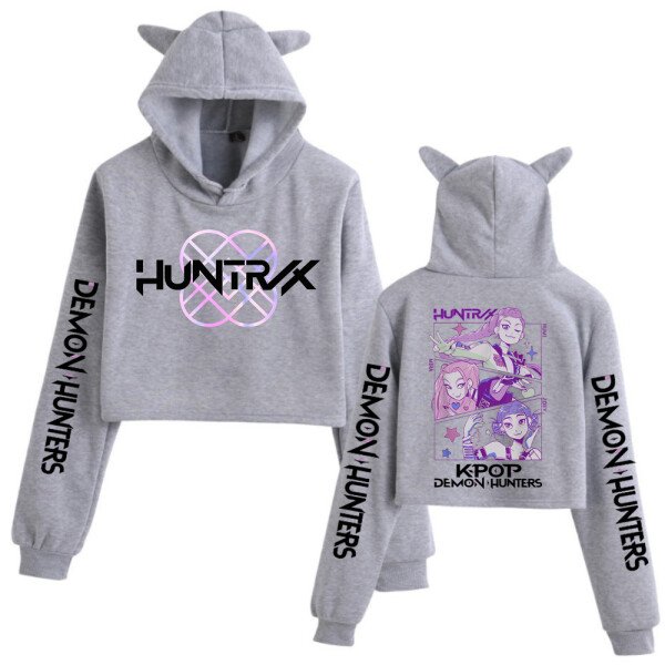 Kpop Demon Hunters Crop Tops Sudadera con orejas de gato Sudadera con capucha de moda para niñas de manga larga - Image 3