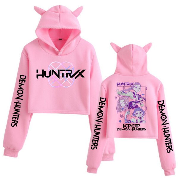 Kpop Demon Hunters Crop Tops Sudadera con orejas de gato Sudadera con capucha de moda para niñas de manga larga - Image 4