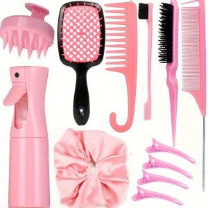 4 unids/set juego de peine para peinar el cabello-incluye cepillo de borde de cola de rata y cepillo negro liso herramientas de peinado de peluquero para todo tipo de cabello