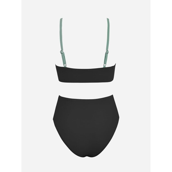 CUPSHE Conjunto de bikini de dos piezas para mujer, traje de baño de cintura alta, cuello en V, nudo frontal, tirantes delgados ajustables - Imagen 64