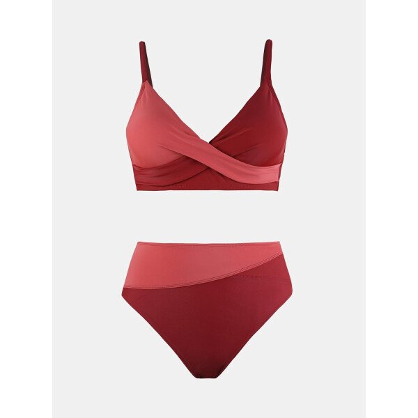 CUPSHE Conjunto de bikini de dos piezas para mujer, traje de baño de cintura alta, cuello en V, nudo frontal, tirantes delgados ajustables - Imagen 98