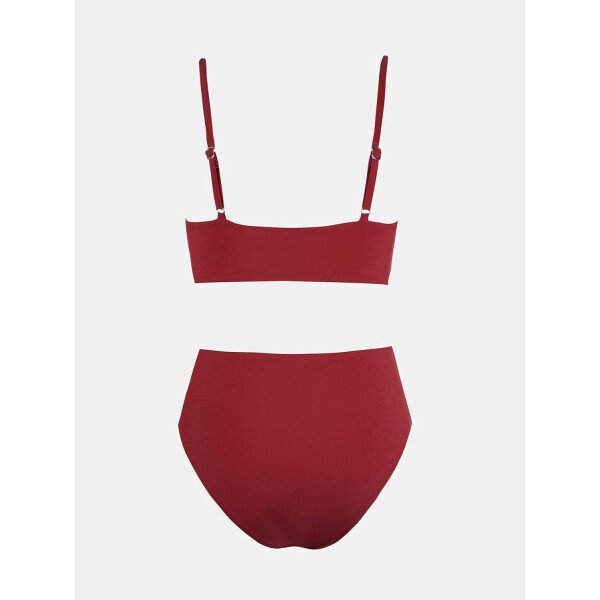 CUPSHE Conjunto de bikini de dos piezas para mujer, traje de baño de cintura alta, cuello en V, nudo frontal, tirantes delgados ajustables - Imagen 99