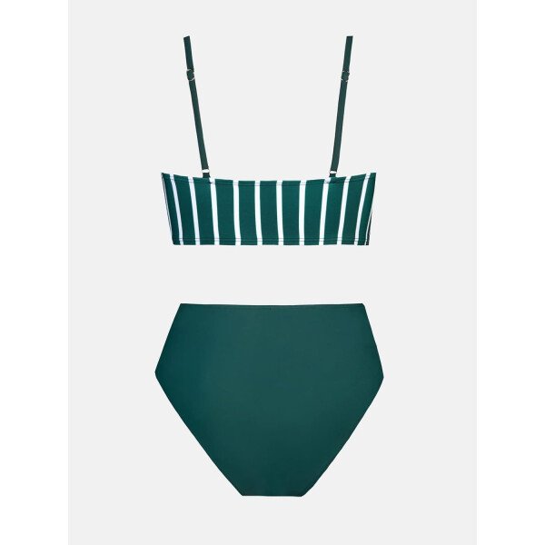 CUPSHE Conjunto de bikini de dos piezas para mujer, traje de baño de cintura alta, cuello en V, nudo frontal, tirantes delgados ajustables - Imagen 135