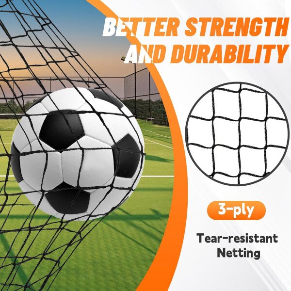 Portería de fútbol, porterías de fútbol para niños para patio trasero, juego de 2, red de fútbol portátil de 4 x 3 pies, equipo de entrenamiento de red de fútbol para niños con pelota de - Image 2