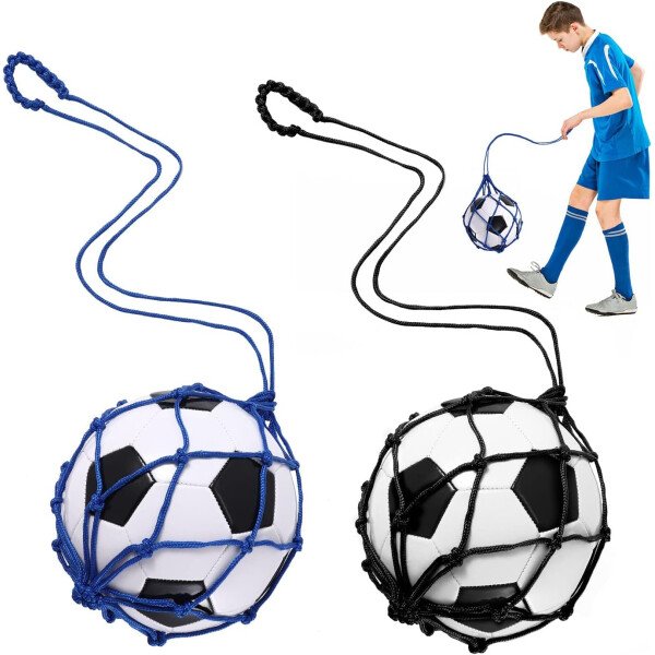 TOBWOLF 2 unidades de entrenamiento de fútbol, red de entrenamiento de retorno de fútbol para pelota de tamaño 3, 4, 5, manos libres, ayuda de entrenamiento de práctica individual, cinturón de cintura